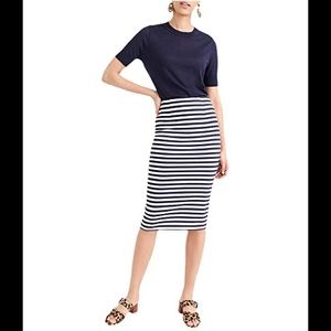 J. Crew Navy and White Striped Pencil Skirt